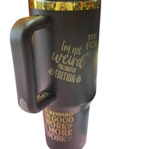 Stainless Steel Travel Tumbler Iridescent Rim, Motivational Quote Design, Limite